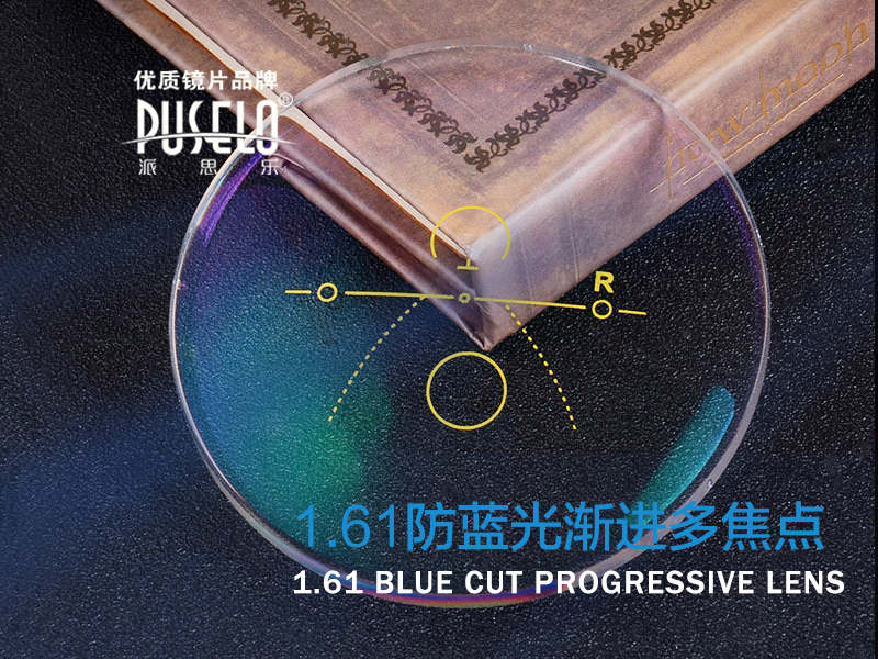 1.60青少年渐进多焦点防蓝光加膜抗辐射树脂镜片